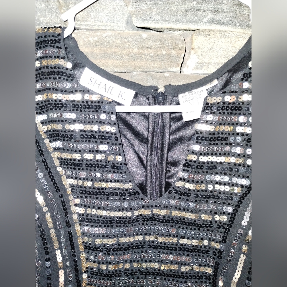 Shail K sexy sequin black long sleeve dress, lots of bling, size 2 - Picture 5 of 9